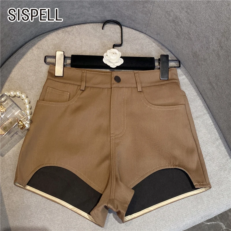 

Женские шорты с высокой талией SISPELL, повседневные шорты лоскутного покроя с цветными блоками, для осени, 2021