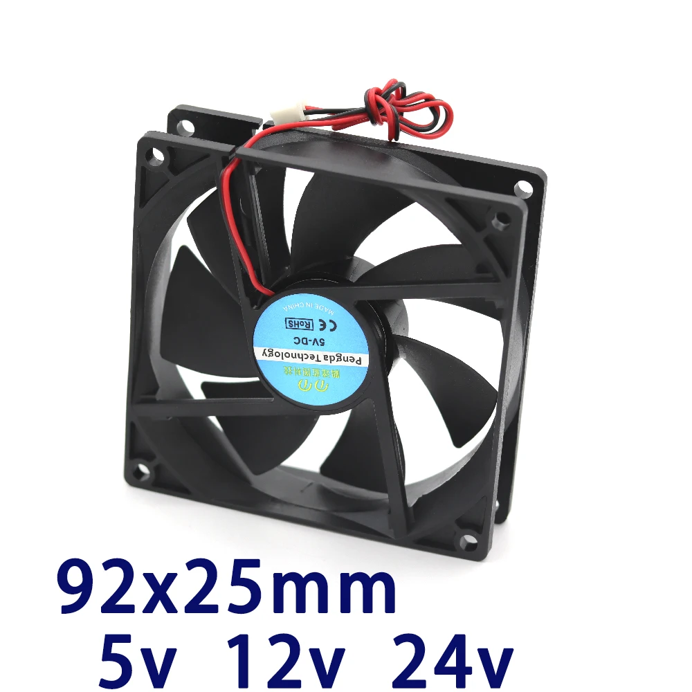 Вентилятор для 3D-принтера, 9225, 2 контакта, 92 мм, 92x92x25 мм, для вентиляции воздуха, двигатель постоянного тока 5 В, 12 В, 24 В, 2P, 1 шт.