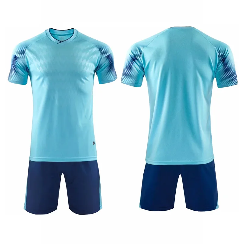 light blue Футбольная форма на заказ футбольная команда Студенческая класс Лига настроить футбольные наборы Джерси и шорты наборы дышащие быстросохнущие - Цвет: light blue