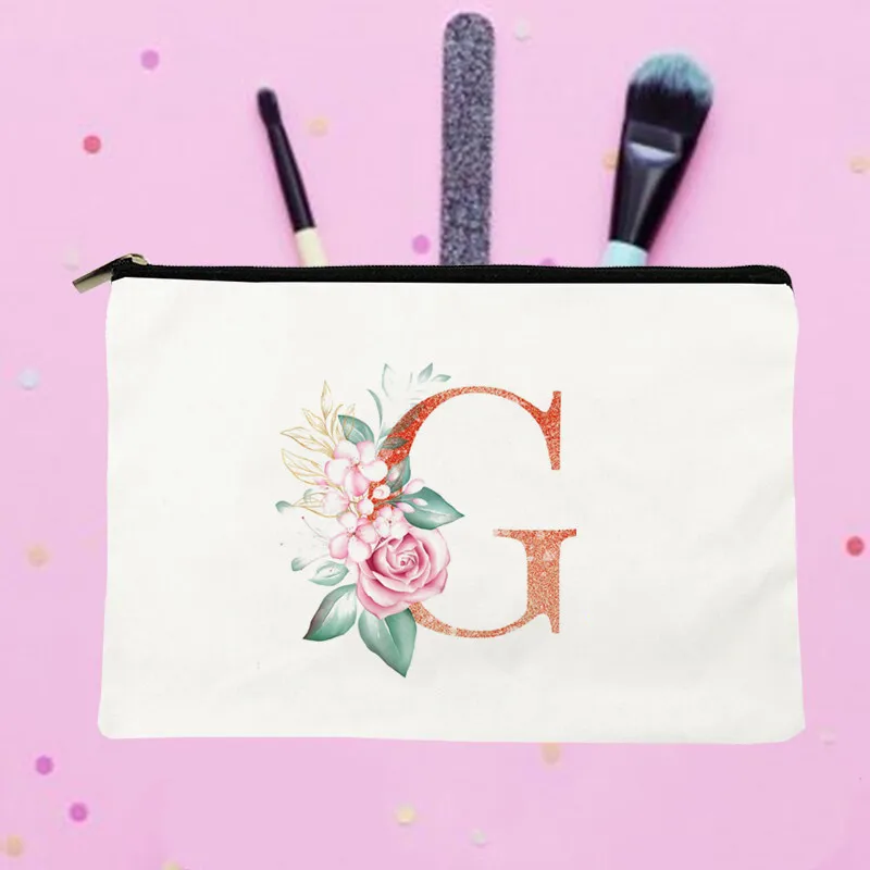 

Women Rose Gold Letter G Printed Make up bag Fashion Women Cosmetics Organizer Bag for Travel Colorful Storage Bag for Lady Bag
