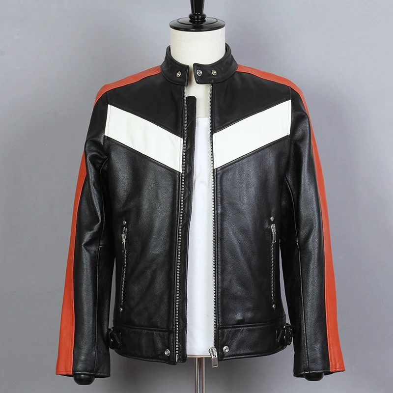 2020 Мужская облегающая короткая мотоциклетная Красная белая мужская куртка из