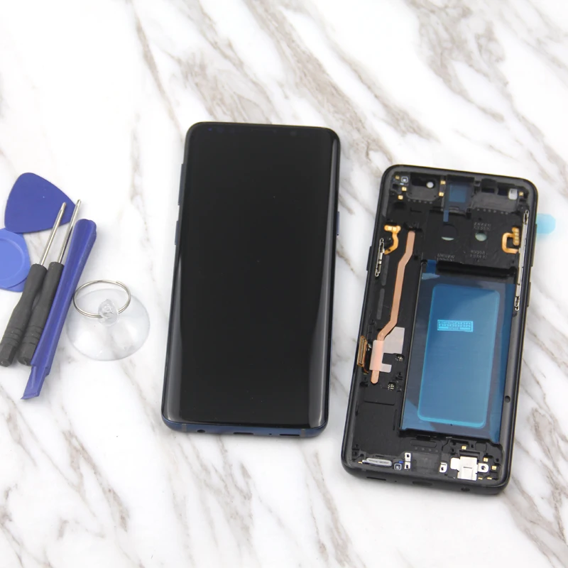 AMOLED lcd с рамкой для SAMSUNG Galaxy S9 G960 дисплей S9+ G965F G965 сенсорный экран дигитайзер
