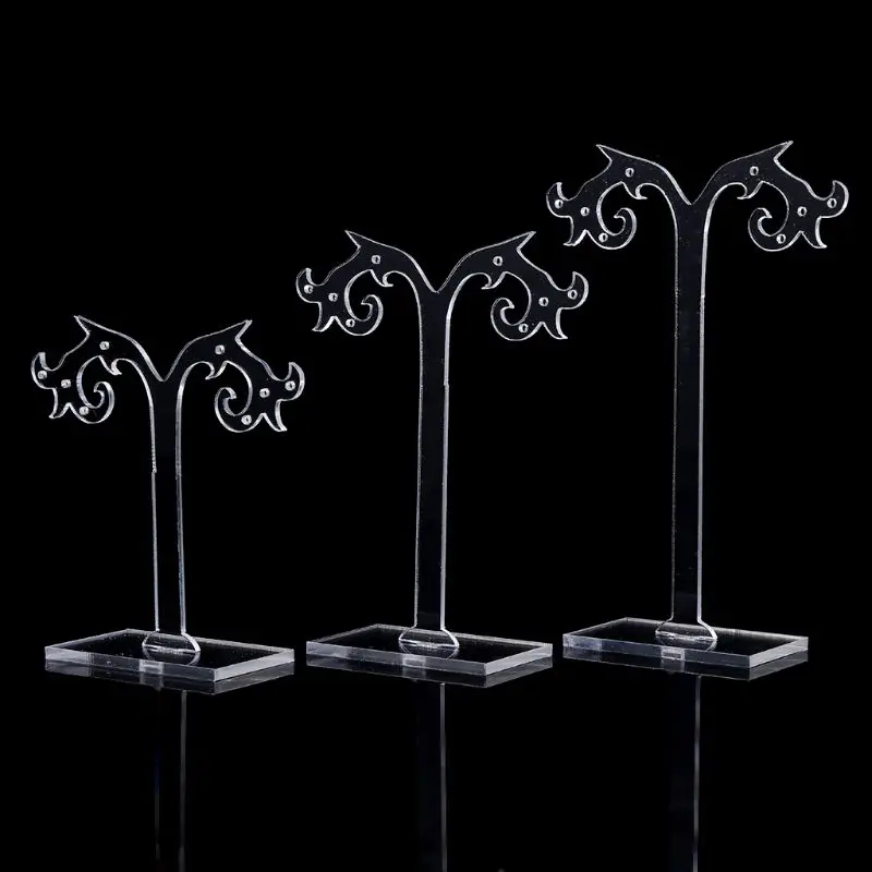 

1 Set Earrings Shelf Display Rack Transparent Acrylic Showcase Jewelry Stand Holder Organizer Gifts Tree Shape Creative