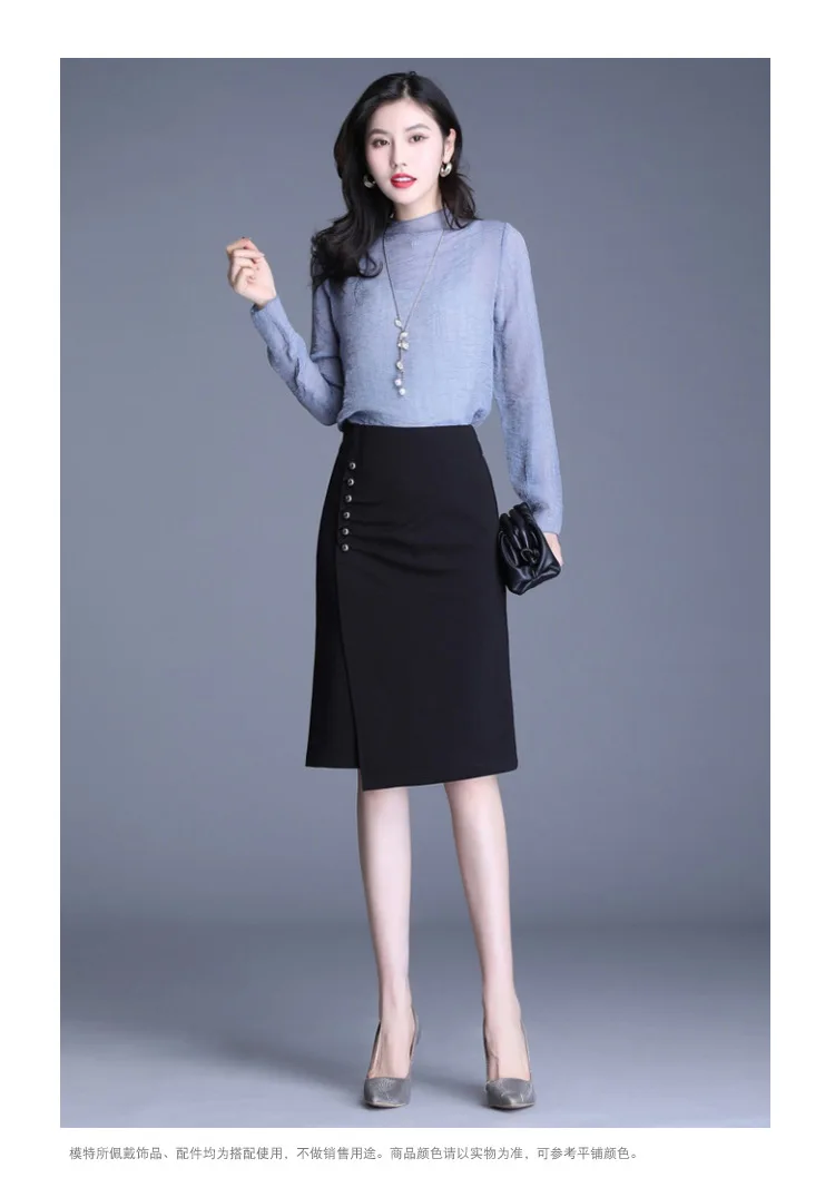 

Women High Waist Slim Casual Black Bodycon Knee-length Pencil Skirt Office Lady Elegant Formal Work Plus Size Skirts Summer 9033