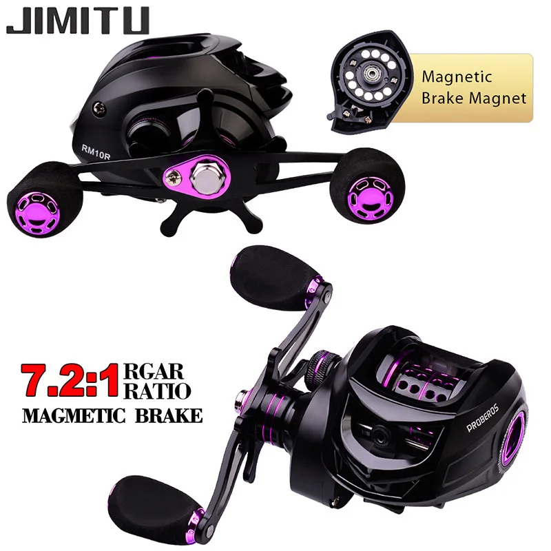 

JIMITU 7.2:1Speed Ratio Baitcasting Fishing Reel 10Kg Braking Power Quality Ultra Light Wheels Carp Lure fishing