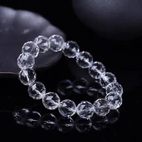 natural white quartz crystal cut faceted bracelet 8mm 10mm 12mm 14mm crystal round beads bracelet women stretch aaaaa