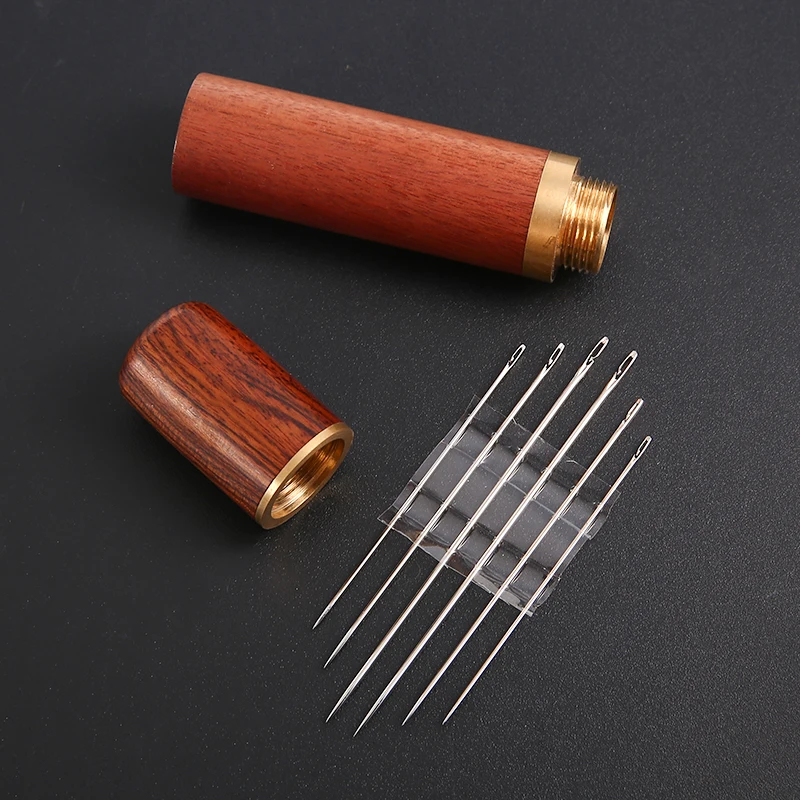 

7 шт. самонарезающие швейные иглы Нержавеющая сталь Резьбовая игла вышивка, ремонт штопки иглы контейнер Вязание инструменты