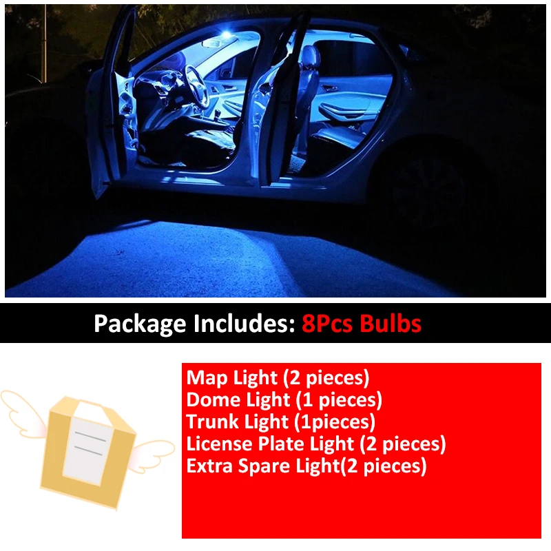 8 шт. автомобилей Белый внутренний светодиодный светильник лампы посылка