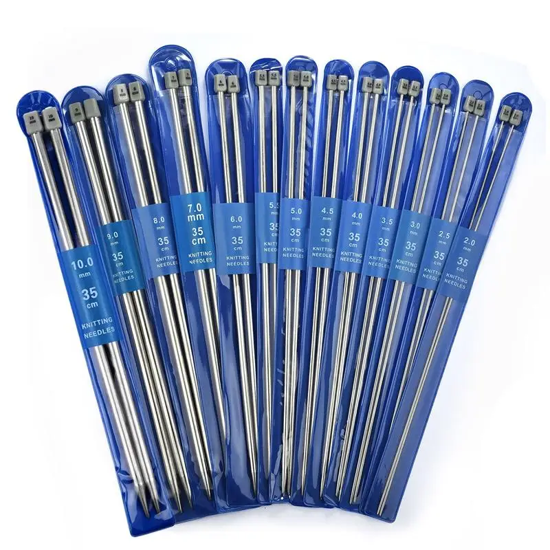 

2Pcs/Set 35cm Single Pointed Knitting Needles Pins Straight Aluminum DIY Weaving Tool Long Sweater Scarf Needle 2.0-10mm