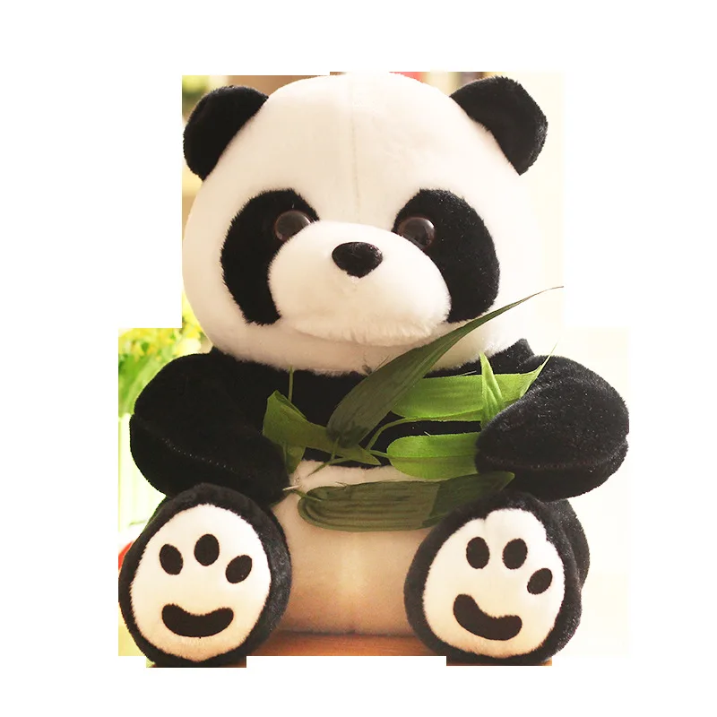 Оптовая продажа гигантская панда плюшевая игрушка кукла сидящая бамбуковый лист