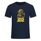 Мужская хлопковая футболка с коротким рукавом, круглым вырезом и принтом