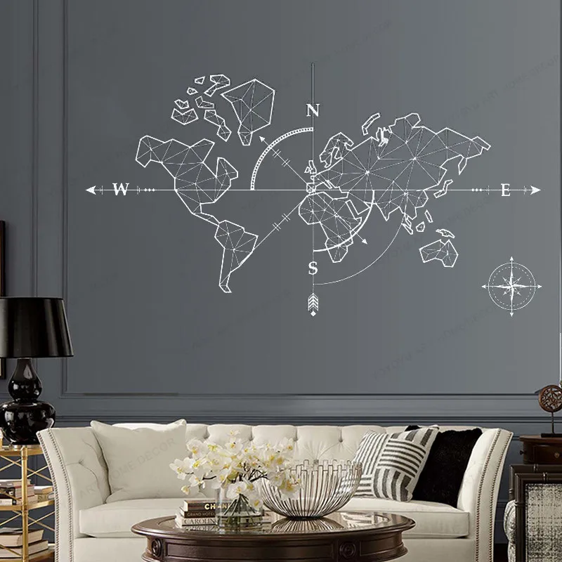 Большой мир Mape Компас для дома Наклейка на стену разведка приключений глобальное