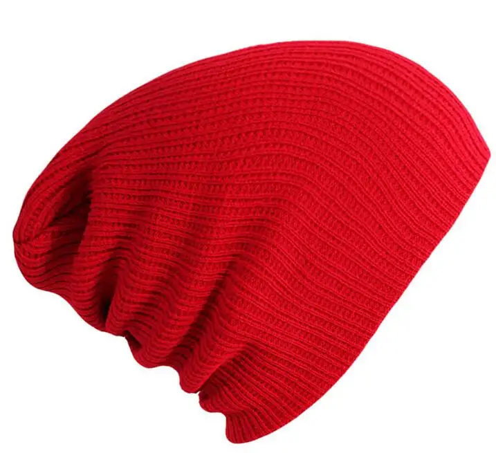 Solid Color Striped Woolen Hat Pullover Hat Cold Hat Knitted Hat