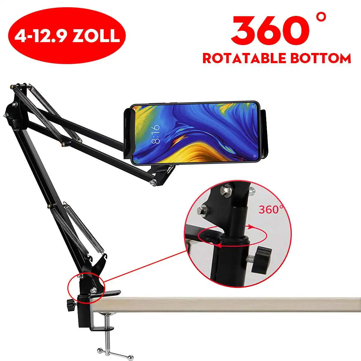 

Flexible Lazy Bracket Universal Mobile Phone Holder Stand Tablet for iPad Long Arms Clip Mount Bed Desk Table Clip Gooseneck