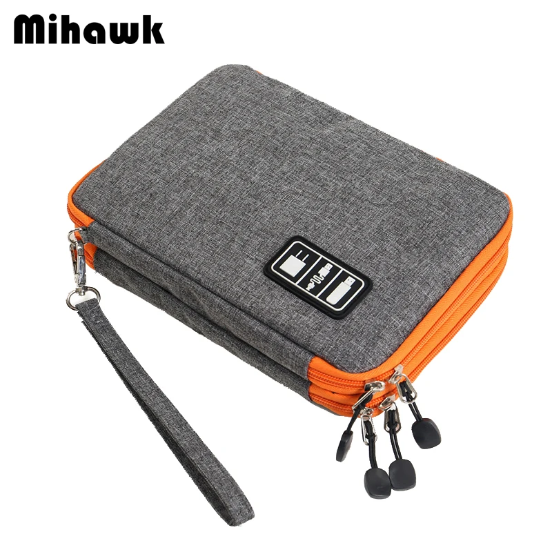 Mihawk, двойной слой, мужские дорожные аксессуары, сумки, мужские, для передачи данных, для зарядки, для хранения, чехол, для мобильного телефона, камеры, органайзер, коробка, поставка