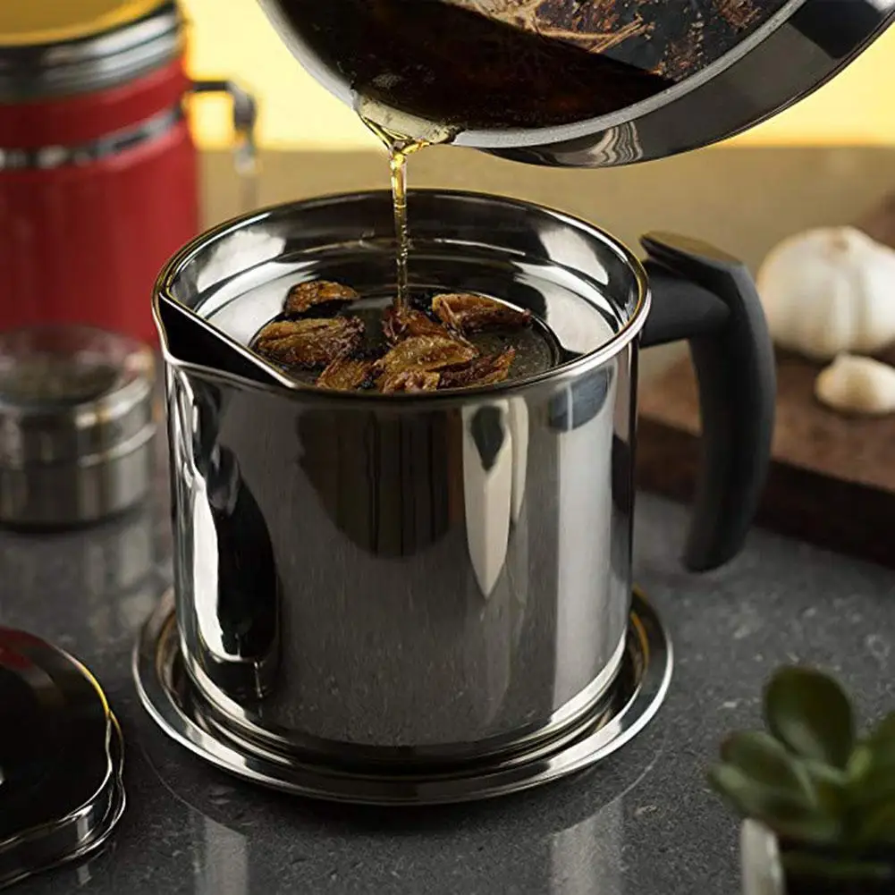 2Л съедобный масляный фильтр горшок из нержавеющей стали контейнер для хранения