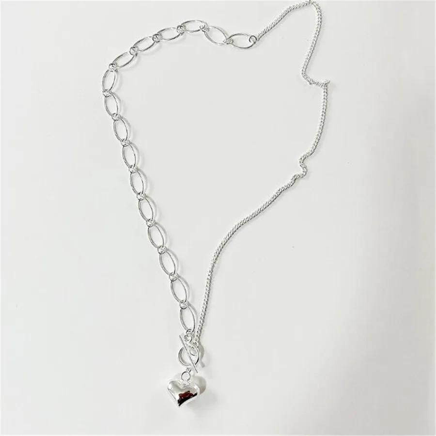 

YIKUF88 2021 New S925 Sterling Silver Women Necklace Heart Necklace Female Clavicle Chain Jane Bead Necklace for Women