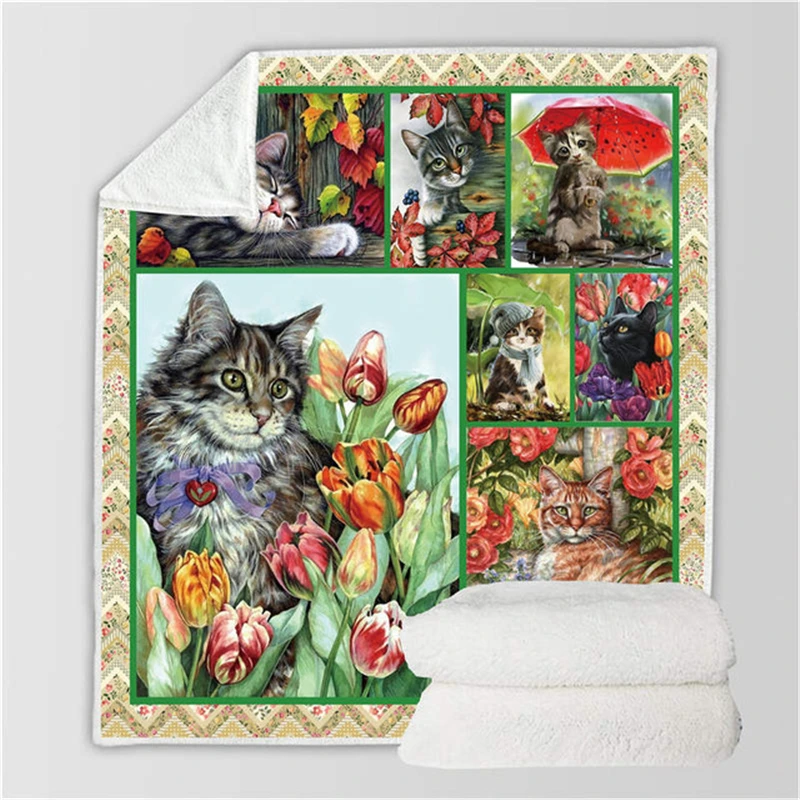 Одеяло для просмотра фильмов аниме домашних животных кошек с принтом двойной