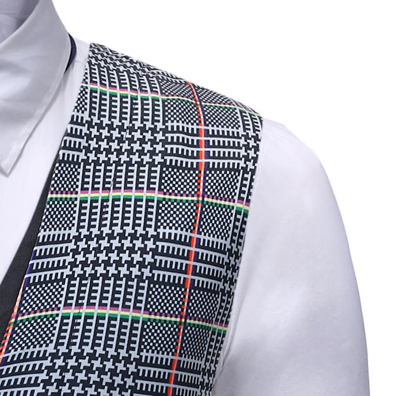 

Free Shipping British Slim Fake Two Piece Men's Vest Small Plaid Men's Suit Vest Wedding Men's Vest Casual 5XL MJ117