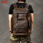 Рюкзак мужской из кожи Крейзи Хорс, вместительная сумка на плечо из воловьей кожи в стиле ретро, школьный ранец для ноутбука, дорожные рюкзаки