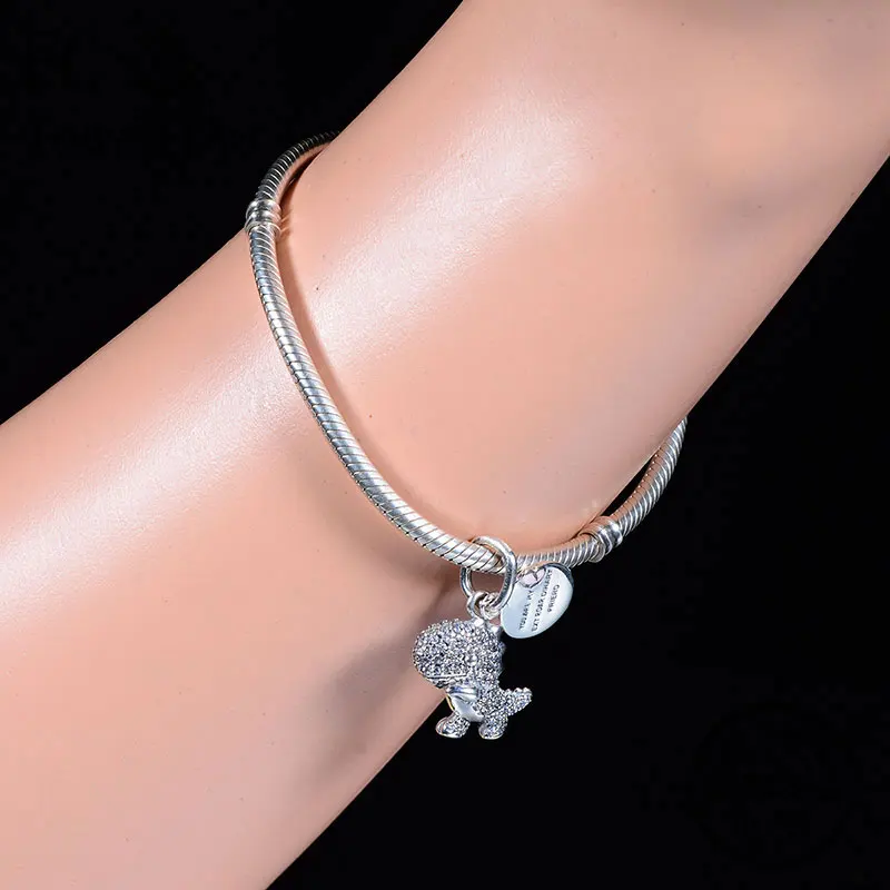 Шарм-браслет из серебра 925 пробы с розовыми бусинами | Украшения и аксессуары