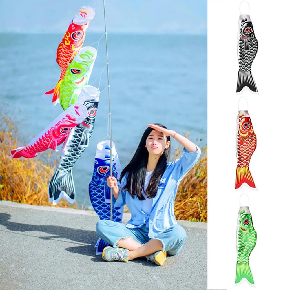 

100/70/55/40cm Japanese Koinobori Carp Streamer Flag Children's Day Windsock Cartoon Fish Wind Sock Flag Colorful Home Decor