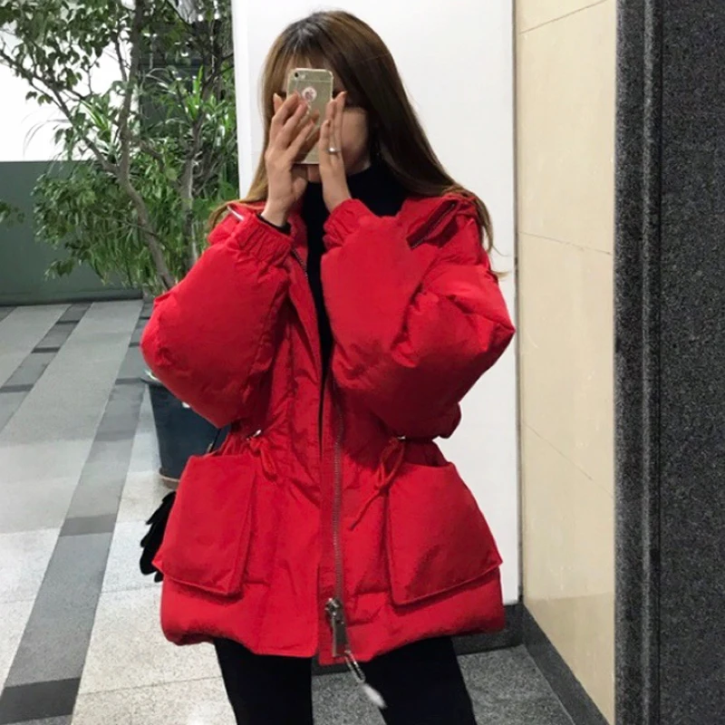 

Женская короткая куртка в Корейском стиле, теплая однотонная хлопковая куртка с капюшоном, модель cc1024 на зиму, 2019