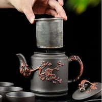 yixing zisha pot stainless steel strainer teapot large capacity flower tea single pot tea cup kettle set home 550ml tea maker