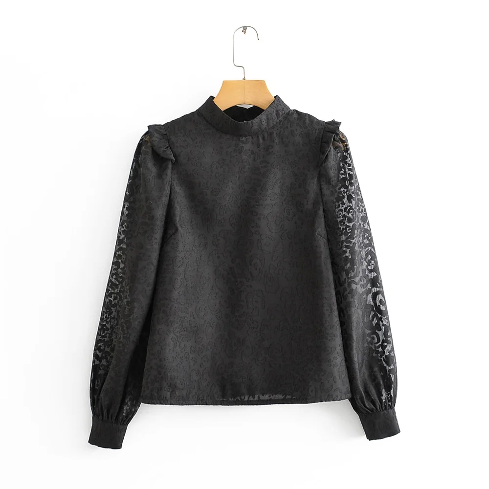 Ранняя весна 2020 новая пышная рубашка с вертикальным воротником и длинным рукавом