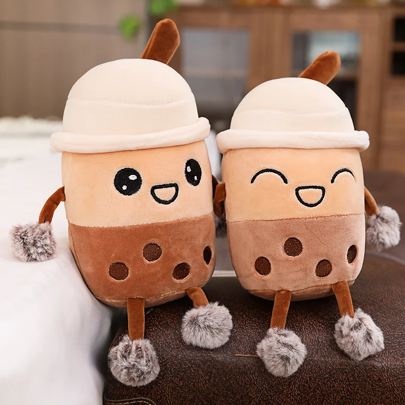 

25-65CM Cute Cartoon Bubble Tea Cup Shaped Pillow Real-life Pearl Milk Tea Plush Toys Stuffed Soft Back Cushion Funny Boba Food