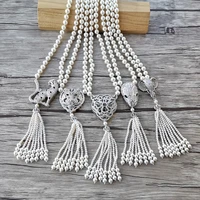 1pcs elephanttigerlion head charm pendant cz micro pave connector shell pearl beads chain women jewelry necklace nk537