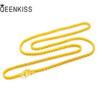 qeenkiss nc526 fine jewelry wholesale fashion woman girl birthday wedding gift vintage 2mm 24kt gold thin twist chain necklaces