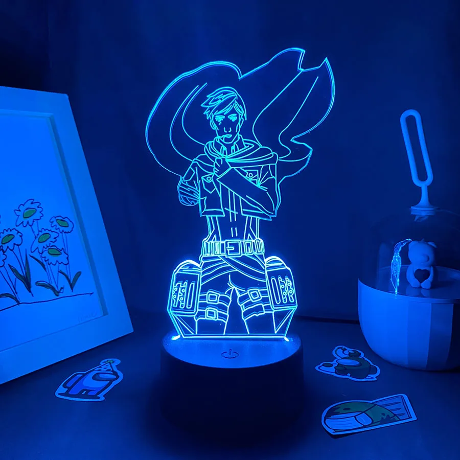

3D Светодиодная аниме-фигурка Erwin Smith, ночники, забавный подарок для друга, RGB Лавовая Лампа, украшение для спальни, прикроватного столика, ман...