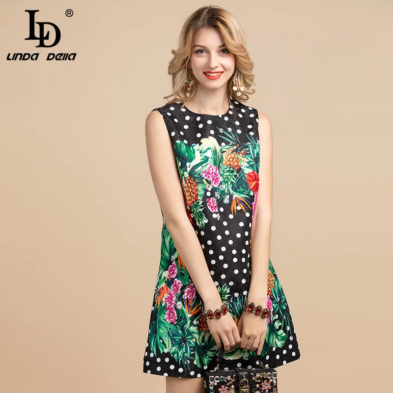 LD LINDA DELLA модное дизайнерское Элегантное летнее платье для женщин без рукавов в