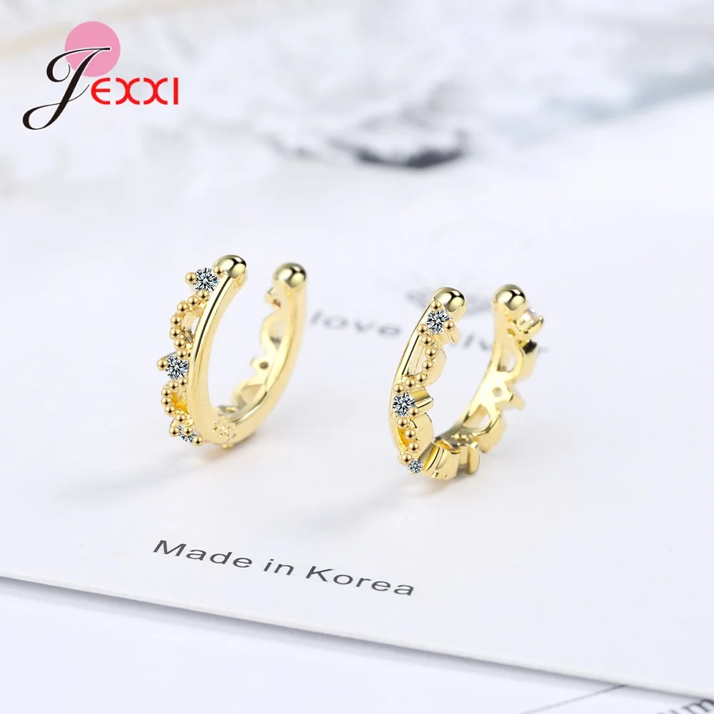 

New Exquisite 925 Sterling Silver U Shape Earring Clips For Women Girls Hot Sale Small Shiny Crystal Earring clip