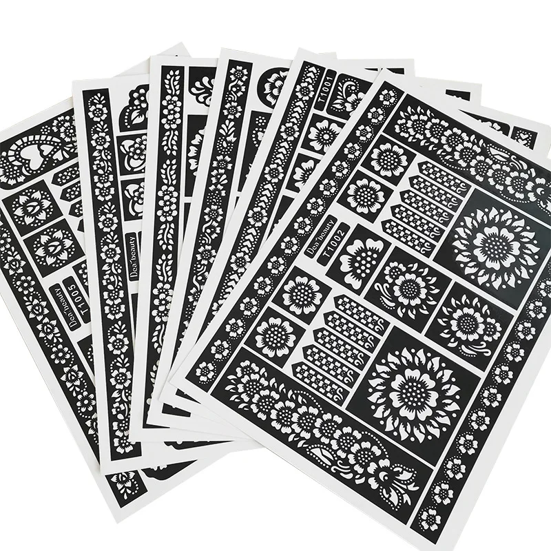 Индийская хна роза кружева цветок татуировка трафарет женщины DIY тело Ноги руки