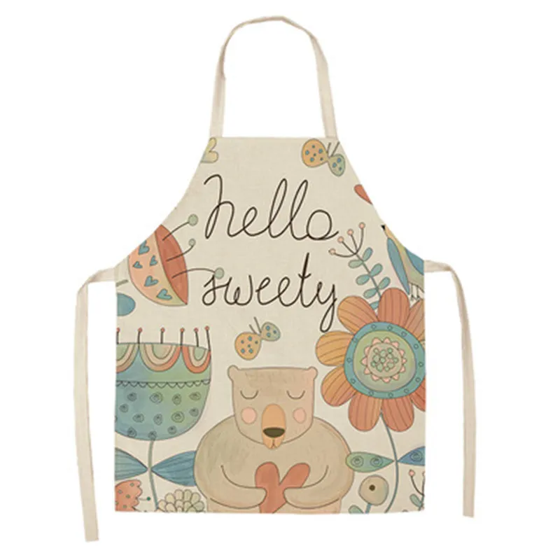

1Pcs Cute Rabbit Pattern Kitchen Apron Woman Adult Bibs Home Cooking Baking Coffee Shop Cleaning Aprons Kitchen Accessory