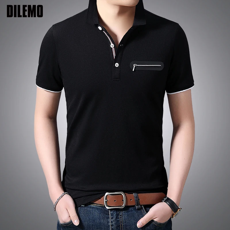 

2021 Top Grade Summer Designer New Brand Men Polo Shirt Cotton Short Sleeve Black Plain Casual Tops Fashions Men Clothing