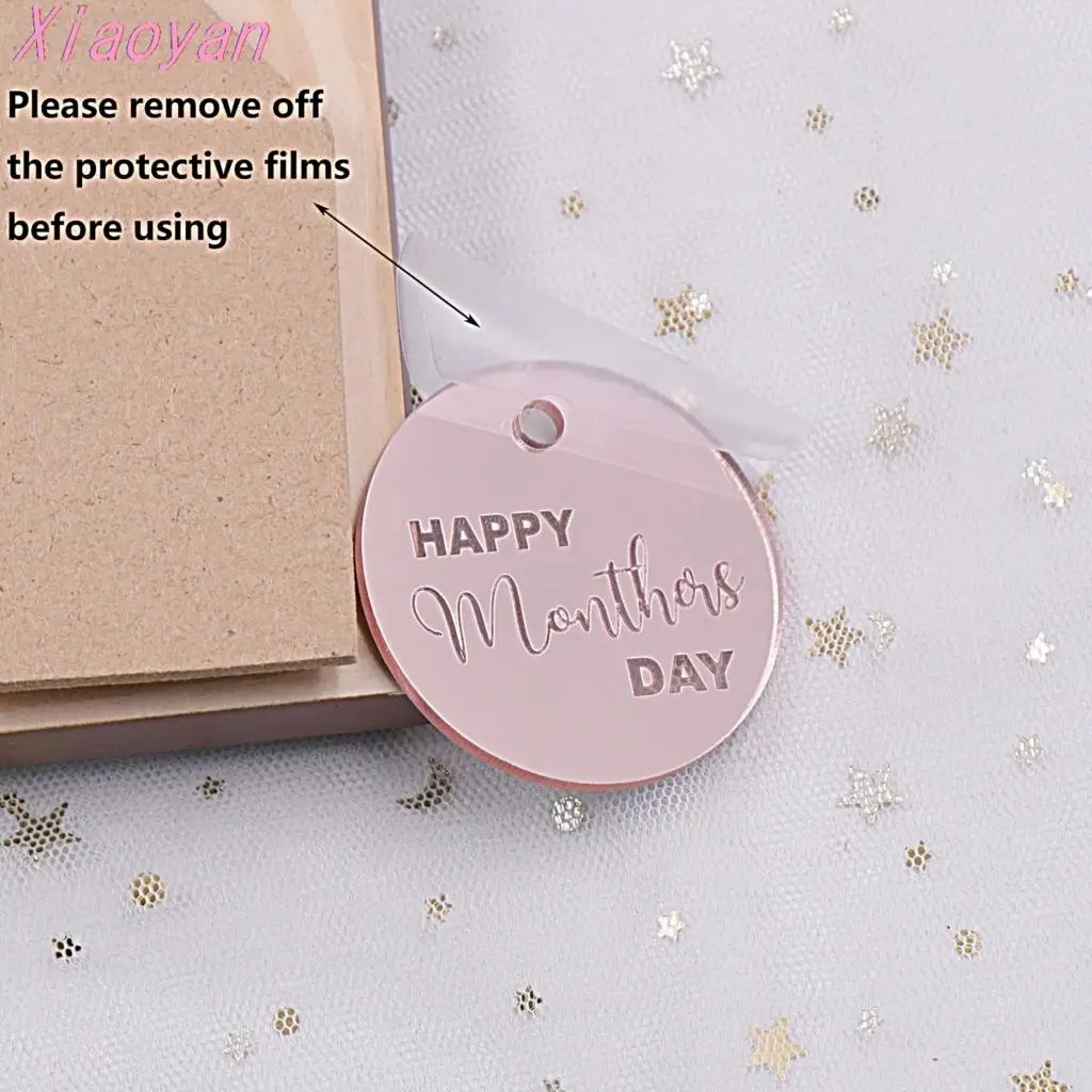 

(5pcs) CH1128-50mm Happy Birthday Tag / Happy Monther's Day / Happy Valentine's Day /Party Favor Cirlce Tag / Clear Acrylic Tag