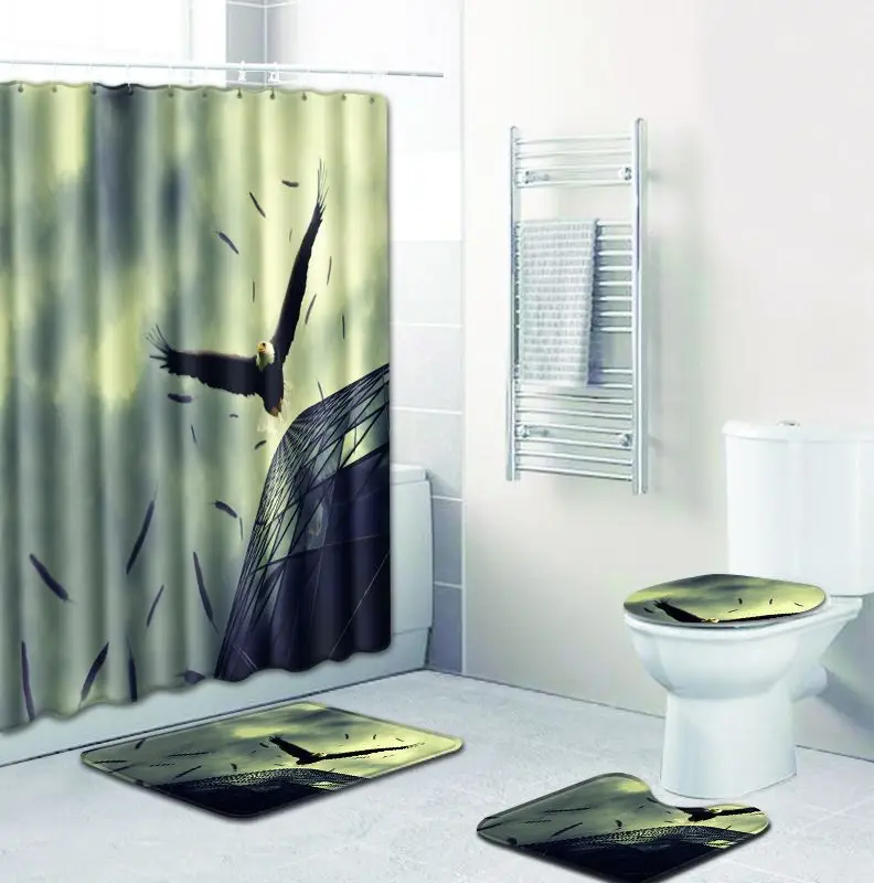 Комплект из 4 ковриков для ванной Zeegle нескользящий коврик крышки сидения унитаза