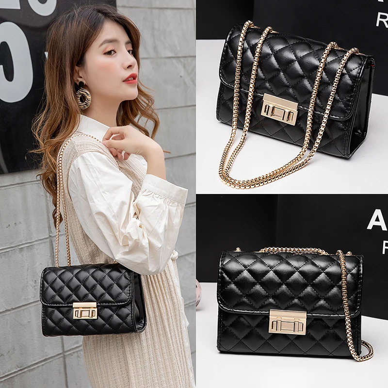 

DAI.MM 2020 new hot wild fashion diamond chain bag retro lock small square bag girl bag shoulder bag diagonal bag women bag