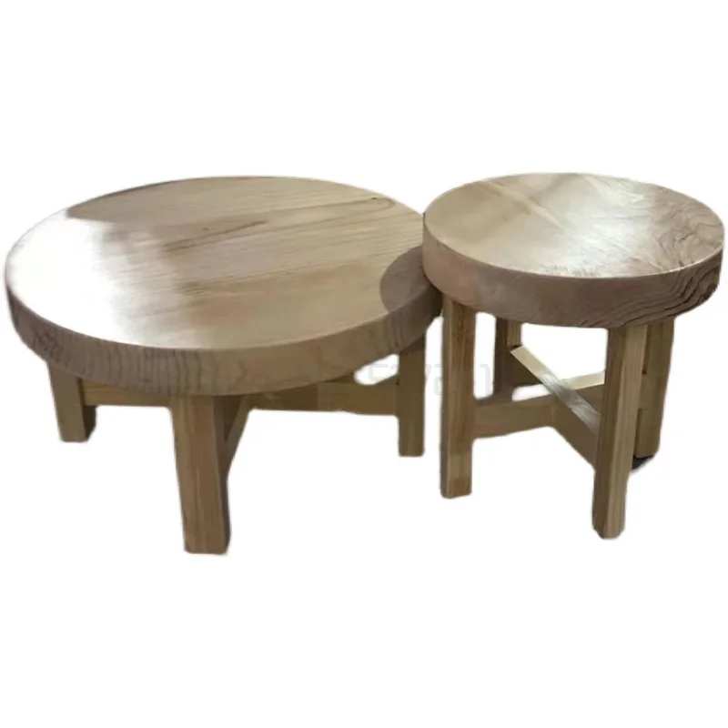 

Nordic log solid wood edge table simple tea table corner table guest house wooden pier wooden stool decoration