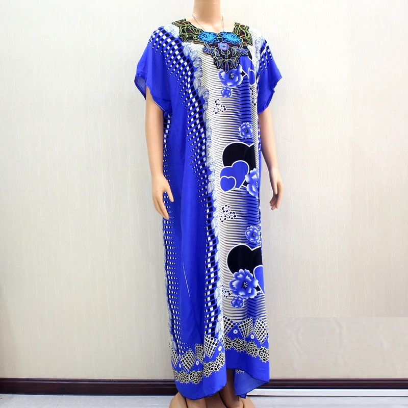 Африканское Дашики Dashikiage 2019 Анкара в форме сердца с цветочной аппликацией синее