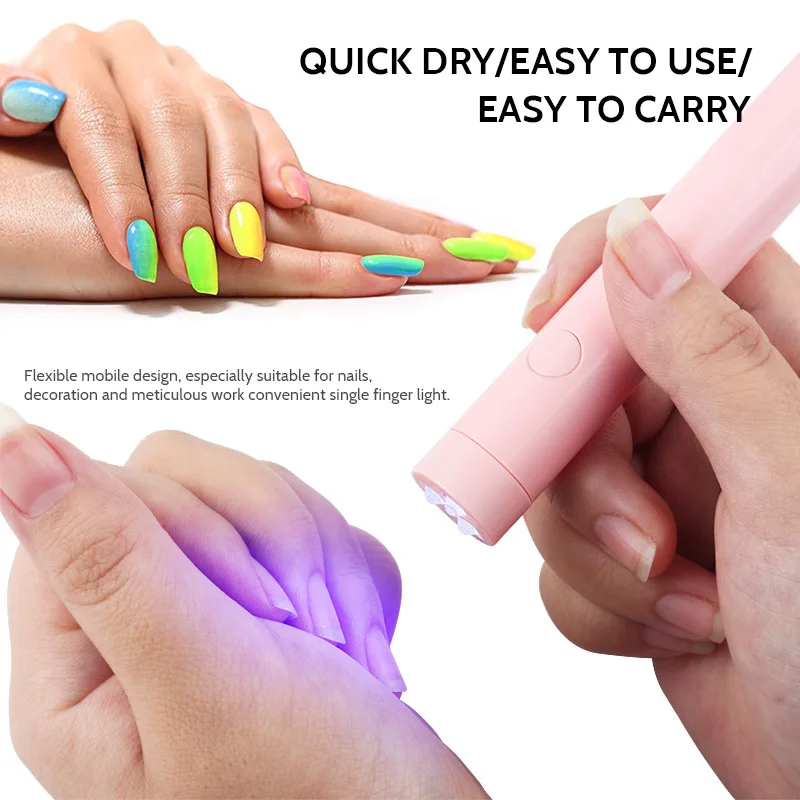 

New style mini battery storage nail lamp usb portable flashlight pen type LED light therapy machine ultraviolet nail baking lamp