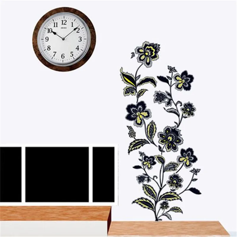 

3D Наклейка на стену в виде черного цветка, украшение на стену в гостиную, спальню, художественная роспись, аксессуары для украшения дома