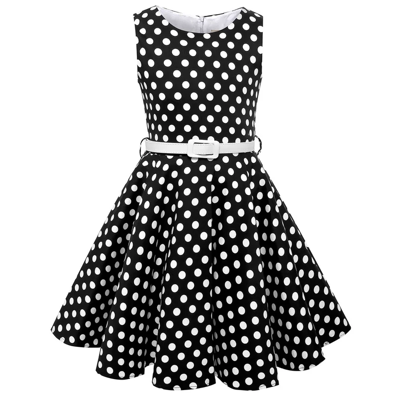Винтажные платья для девочек в горошек с рокабилли вечерние особых случаев детей