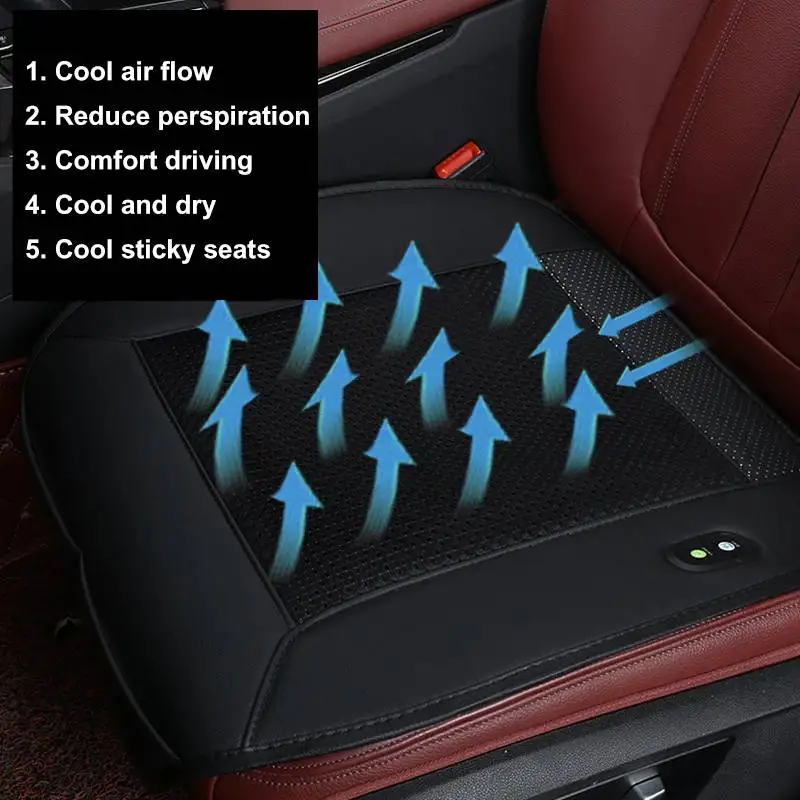 4/8 Built-in Fan 3D 12V Cooling Car Seat Cushion Cover Air Ventilated Fan Conditioned Cooler Pad 3 Speeds Car Seat Cushion Cover images - 6