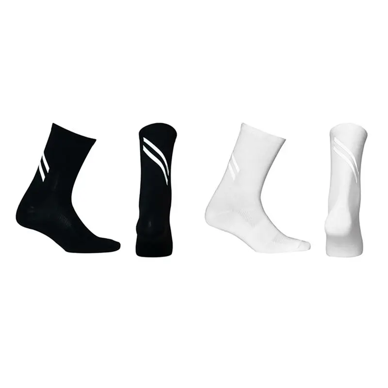 

2 Pair Men Women High Reflective Cycling Socks Night Safety Bicycle Bike Socks Sport Hiking Running Sock Black & White