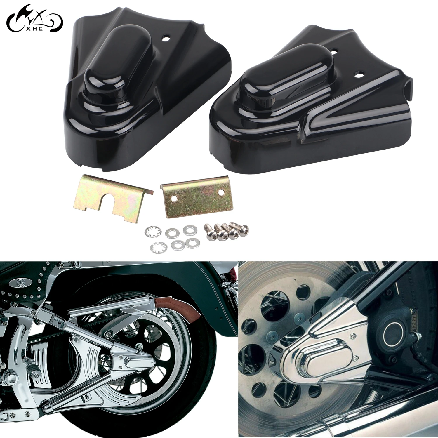 Комплект из 2 предметов Черный ABS Phantom задней крышки осей для Harley Softail Bad Boy FXSTSB
