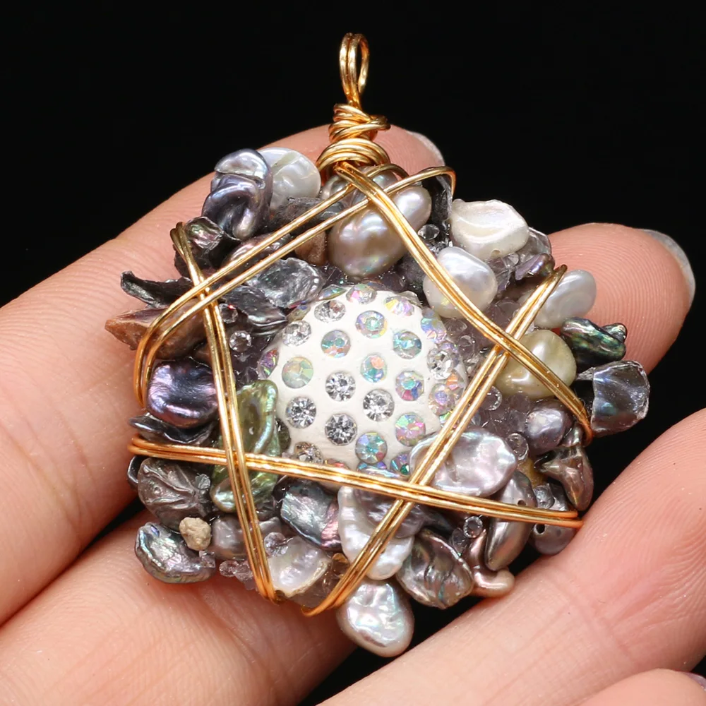 

Natural Freshwater Pearls Pendants Gold Color Wire Wrap Pearl for Jewelry Making DIY Exquisite Necklace Earrings Gift